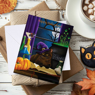 Cartão Mágica Roxo de Bruxas do Halloween