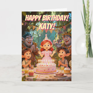 Cartão Magical Enchanted Forest Trolls Birthday Party