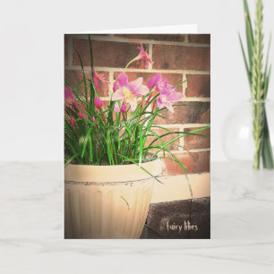 Cartão Magical Fairy Lilies Original Art Birthday Card