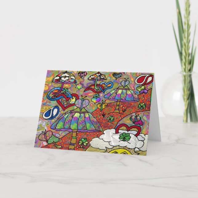 Cartão mágico psicadélico retro do cogumelo 60s (Frente)