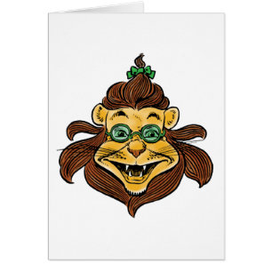 Cartão Mágico Vintage de Oz, Leão Vestindo Óculos Verdes