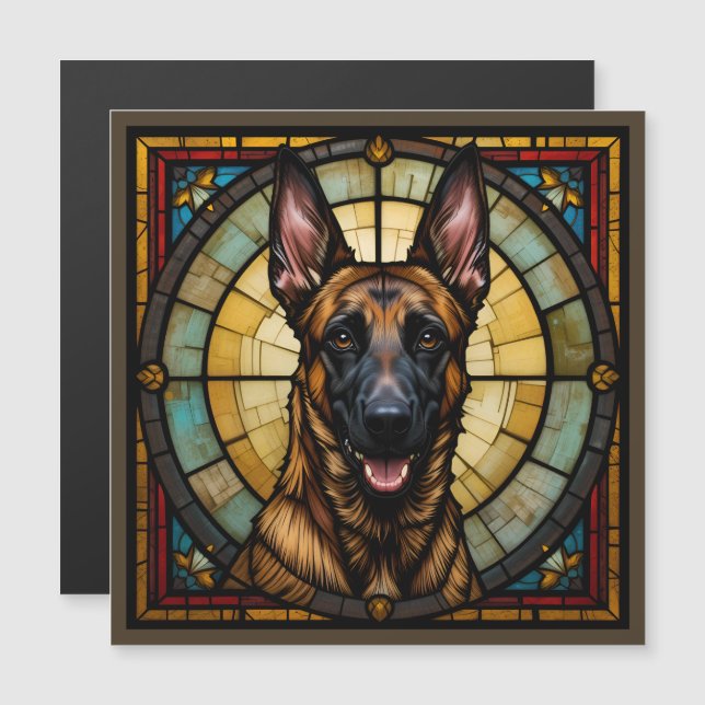Cartão Magnet Belga Malinois (Frente/Verso)