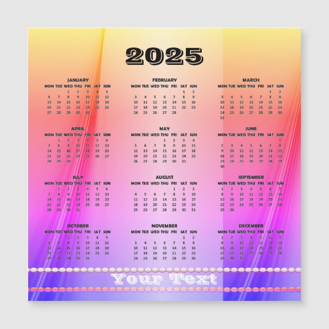 Cartão Magnético 2025 para Calendário Simples e Co (Frente)