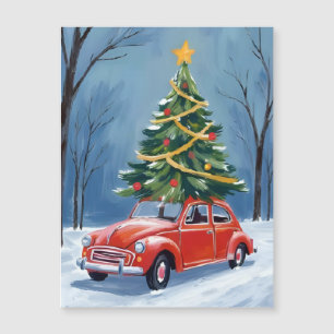 Cartão Magnético Árvore de Natal Carro Vermelho An