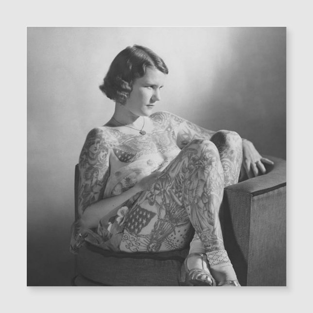 Cartão Magnético B&W da Garota do Marinheiro Tatua (Frente)