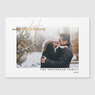 Cartão Magnético Branco de Natal Dourado moderno