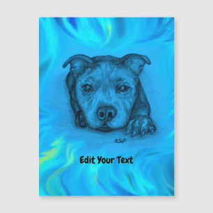 Cartão Magnético Cachorrinho Staffy Azul