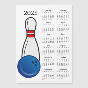 Cartão Magnético Calendário 2025 da Pin da boliche