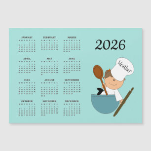 Cartão Magnético Calendário 2026 Chef Baker Design