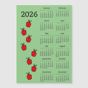 Cartão Magnético Calendário 2026 Joaninhas
