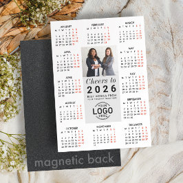 Cartão magnético Calendário 2026 para fotos de log