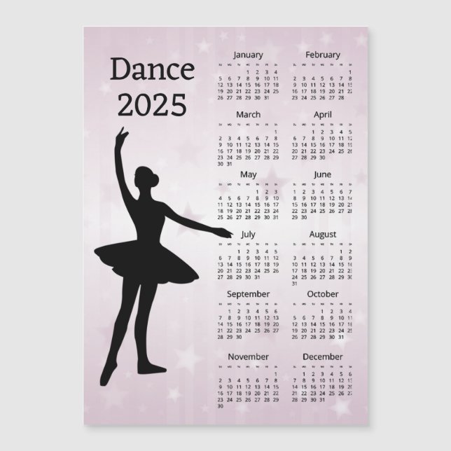 Cartão Magnético Calendário Dance 2025 (Frente)
