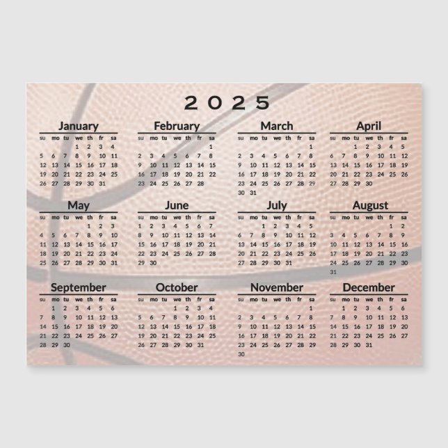 Cartão Magnético Calendário de 2025 para Design de (Frente)