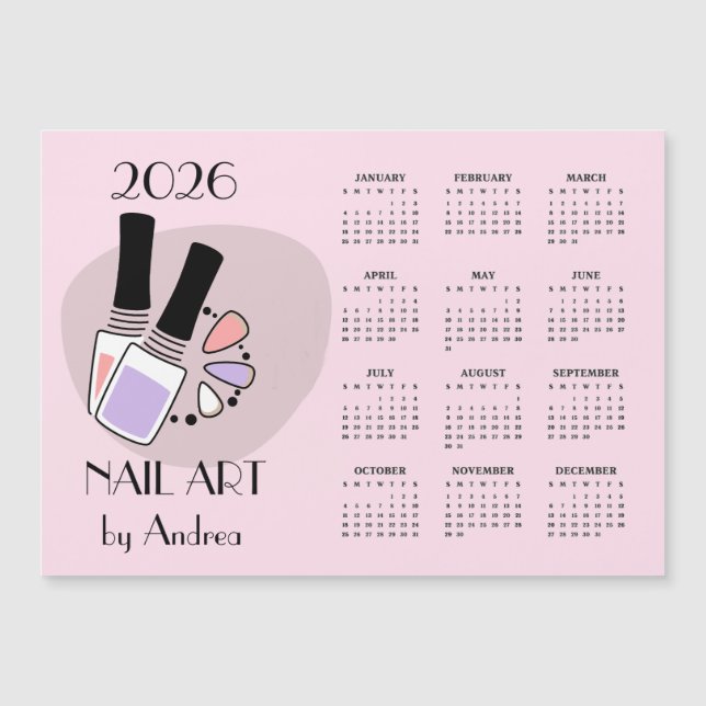 Cartão Magnético Calendário de Design de Unhas 202 (Frente)