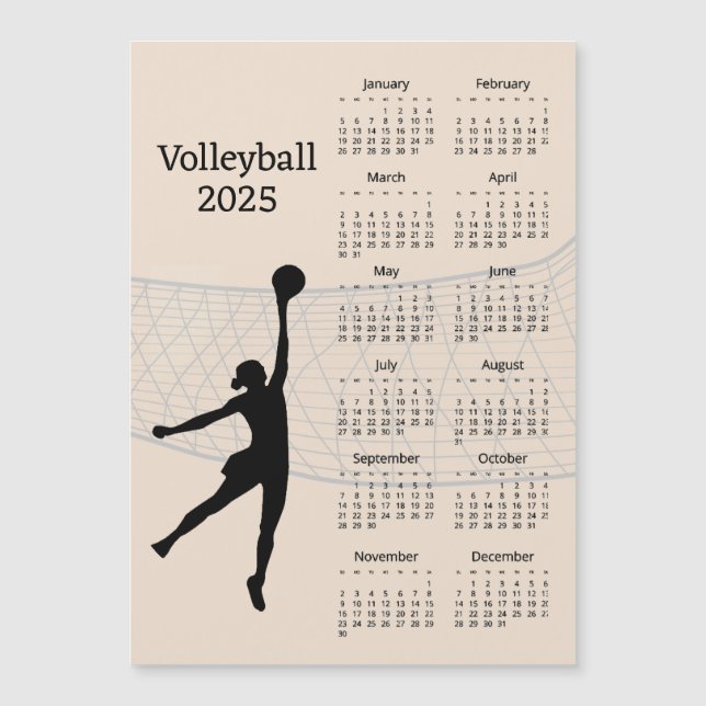 Cartão Magnético Calendário de Voleibol 2025 (Frente)