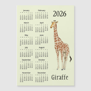 Cartão Magnético Calendário Design Girafa 2026