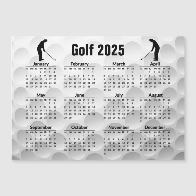 Cartão Magnético Calendário Golf Design 2025 (Frente)