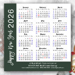 Cartão Magnético Corporativo Preto-Branco Calendár<br><div class="desc">Cartão Magnético de Negócios do Calendário ‘Feliz ano novo’ gravado manualmente do calendário Sage Green 2026. Todos os textos estão pré-organizados para que você personalize fácil e rapidamente com seus próprios detalhes.</div>