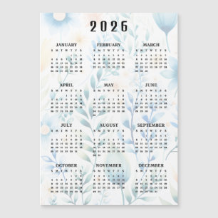 Cartão Magnético de Calendário de 2026 com Design 