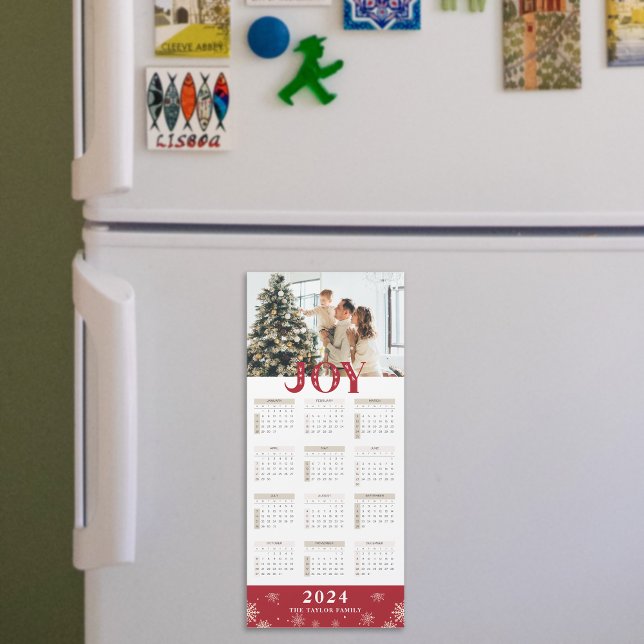 Cartão Magnético de Calendário de Joy Fotográfica  (2024 Custom Photo Joy Calendar Magnetic Card)