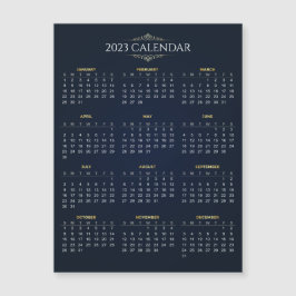 Cartão magnético de calendário Elegante Dourado e 