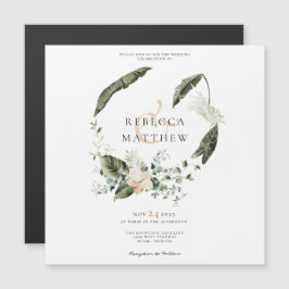 Cartão Magnético de Casamento Floral Boho Elegante