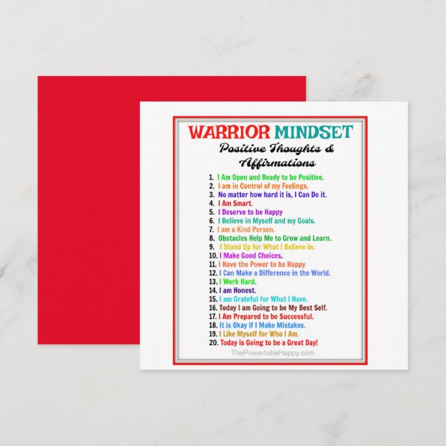 Cartão Magnético de Confirmações de Mindset do Gue (Frente/Verso)