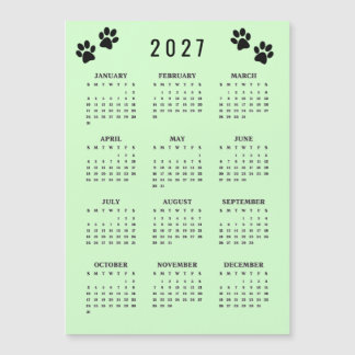Cartão Magnético de Design de Pegadas de Pata 2027