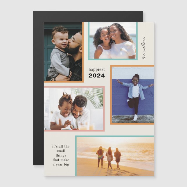 Cartão Magnético de Foto Feriado de Momentos Color (Frente/Verso)