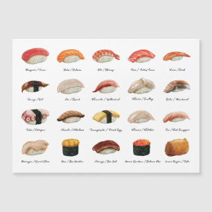 Cartão Magnético de Gráfico Sushi de Cores Aquátic
