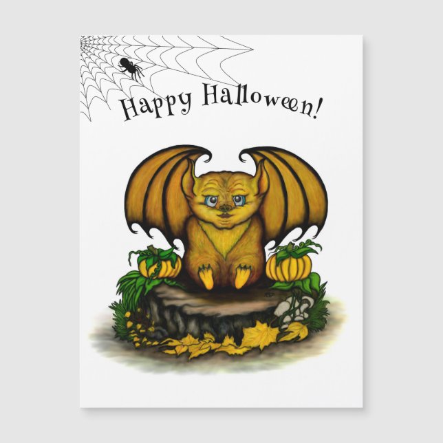 Cartão Magnético de Morcego de Halloween Fofo (Frente)