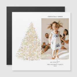 Cartão Magnético de Natal Alegria Foto Dourada