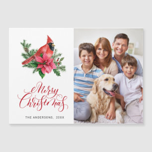 Cartão Magnético de Natal de Cardeal Vermelho
