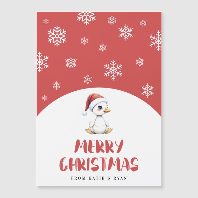 Cartão Magnético de Natal de Ganso com Aquarela Pe (Frente)