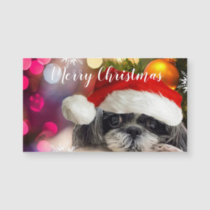 Cartão Magnético de Natal do Shih Tzu de Papai Noe