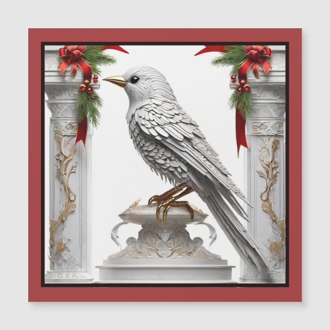 Cartão Magnético de Pássaro de Natal enquadrado (Frente)