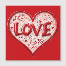 Cartão Magnético de Refrigerador Vermelho de Amor
