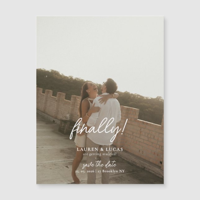 Cartão Magnético de Save the Date de Casamento com (Frente)