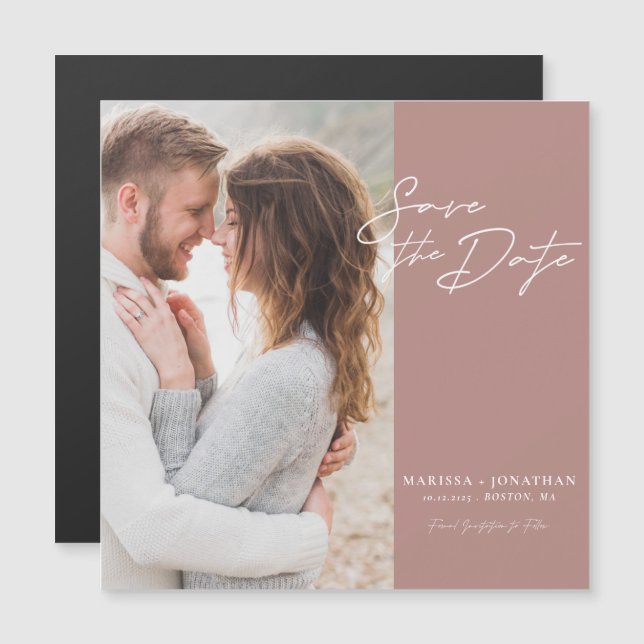 Cartão Magnético de Save The Date de Casamento com (Frente/Verso)