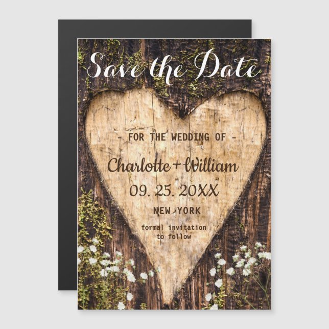 Cartão Magnético de Save the Date de Casamento Cor (Frente/Verso)