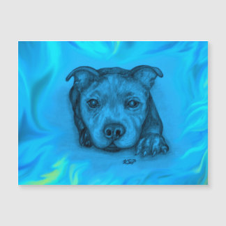 Cartão Magnético do Cachorrinho Staffy Azul
