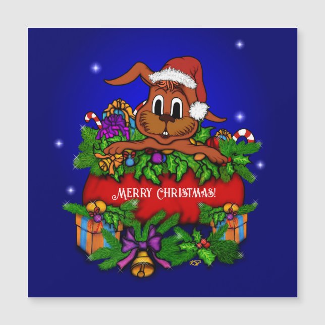 Cartão Magnético do Coelho de Natal (Frente)