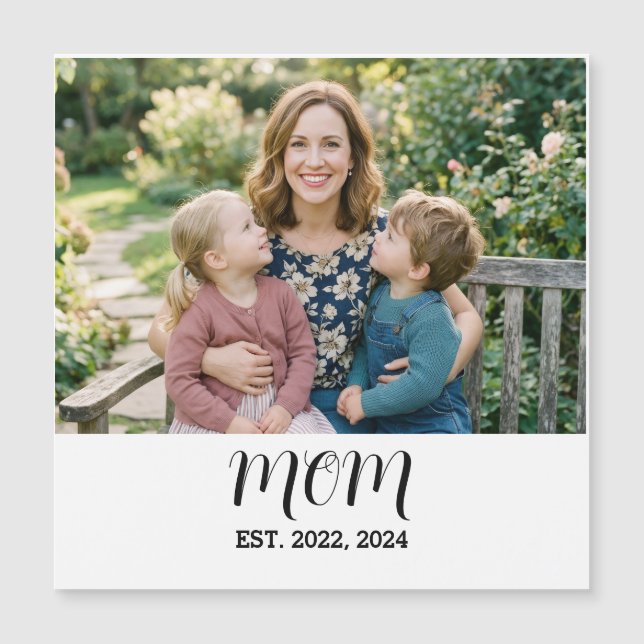 Cartão Magnético do Dia das Mães com Foto da Mãe E (Frente)