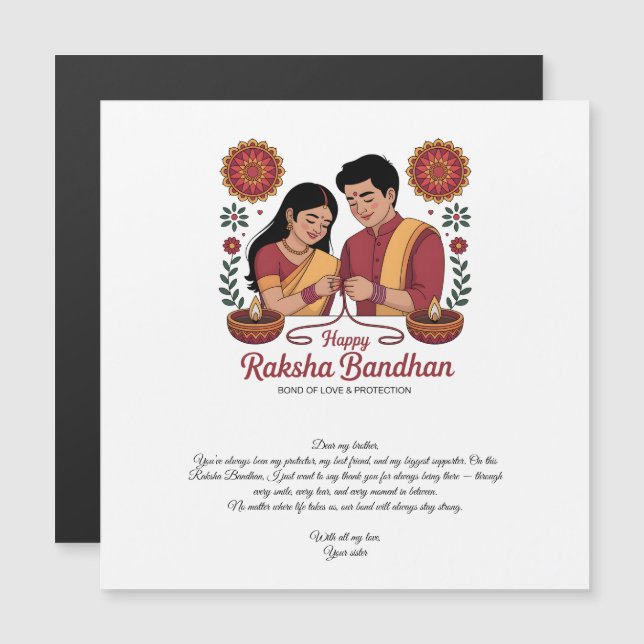 Cartão Magnético Feliz Raksha Bandhan (Frente/Verso)