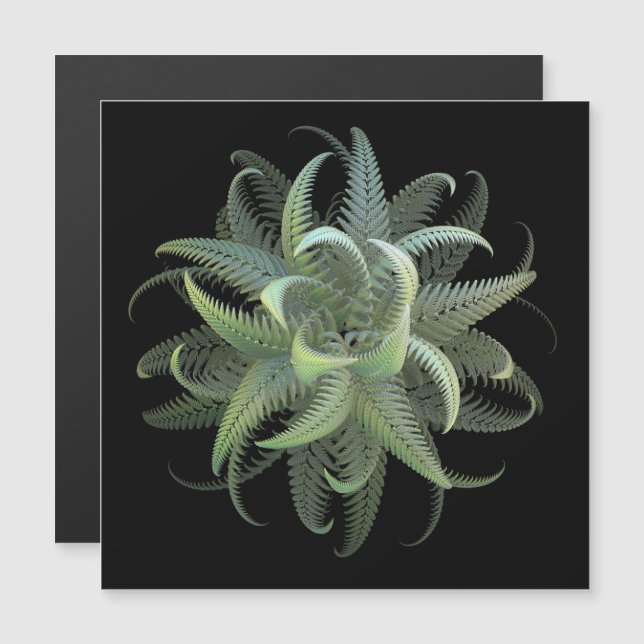 Cartão Magnético Flor de Samambaia Fractal (Frente/Verso)