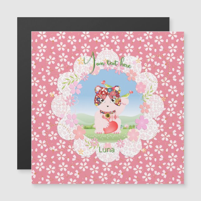 Cartão Magnético Maneki Neko Lucky Luna (Frente/Verso)