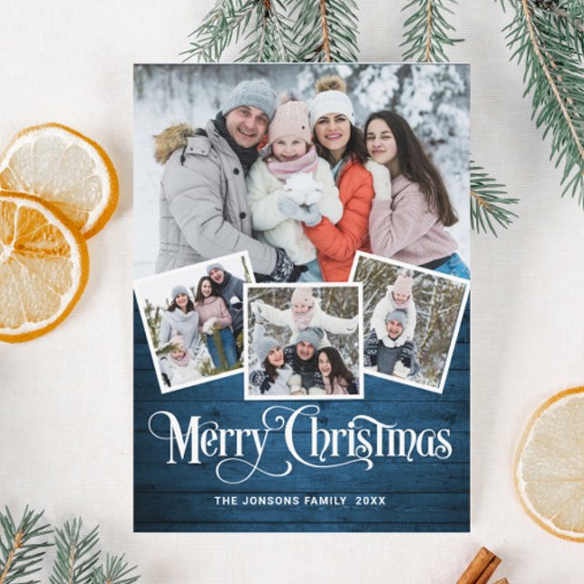 Cartão Magnético PHOTO Azul de Natal 4 (Criador carregado)