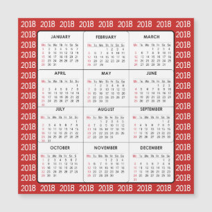 Cartão Magnético Quadrado de Calendário Vermelho 2