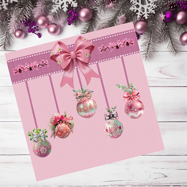Cartão Magnético Único de Bolas de Natal (Lace like Christmas balls.)