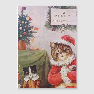 Cartão Magnético Vintage de Natal dos Gatos de Lou